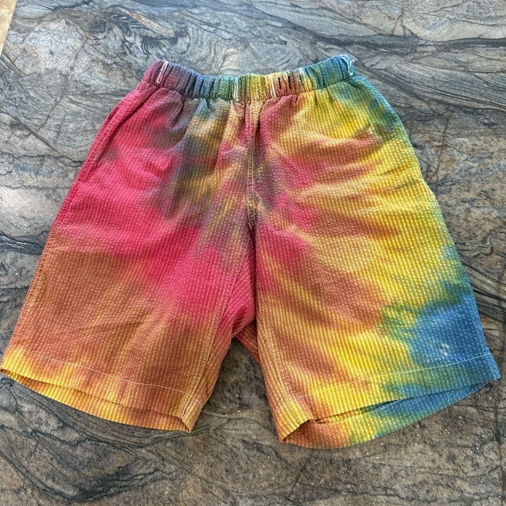 Monitaly Drop Crotch Shorts Seersucker Tie Dye Kaleidoscope (M1)